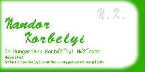 nandor korbelyi business card